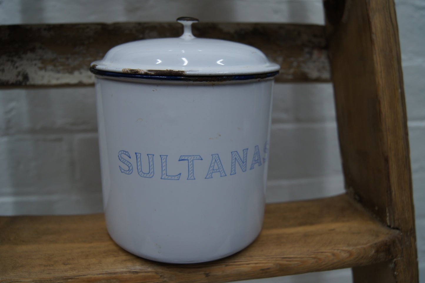 Set of 3 Vintage Swedish 1960s Enamelled Kitchen Canisters