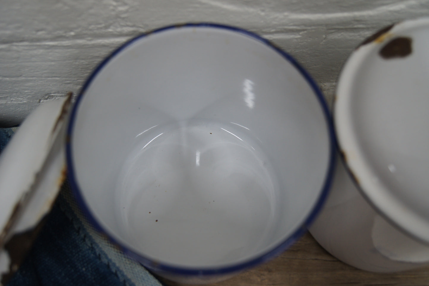 Set of 3 Vintage Swedish 1960s Enamelled Kitchen Canisters