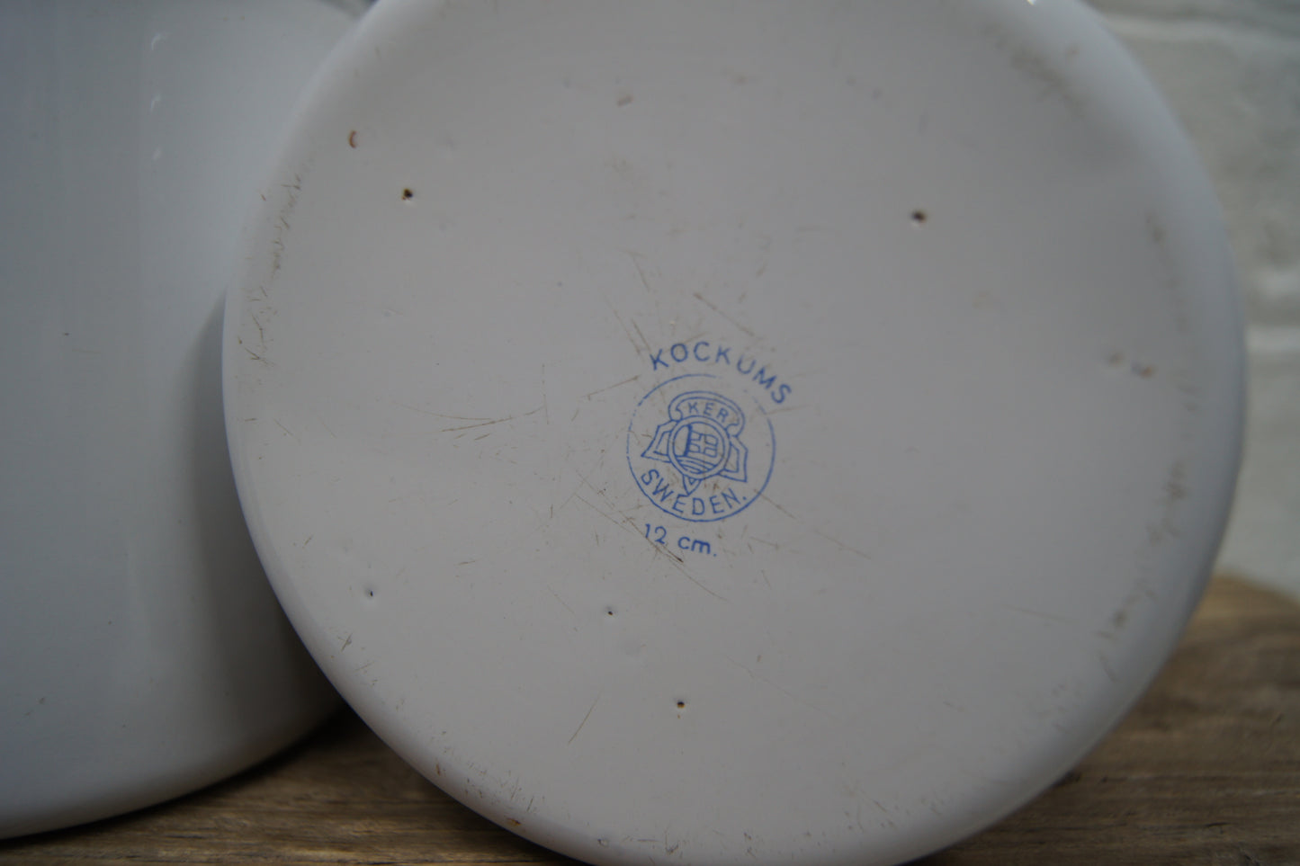 Set of 3 Vintage Swedish 1960s Enamelled Kitchen Canisters