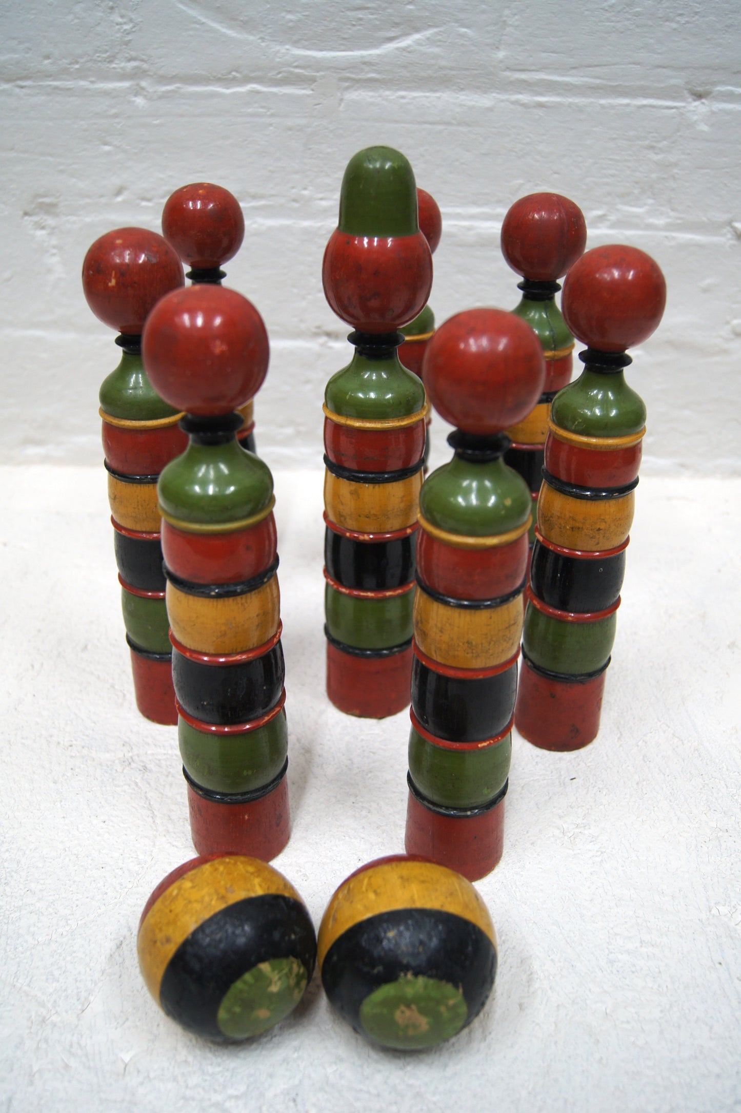 French Vintage Wooden Skittles Set