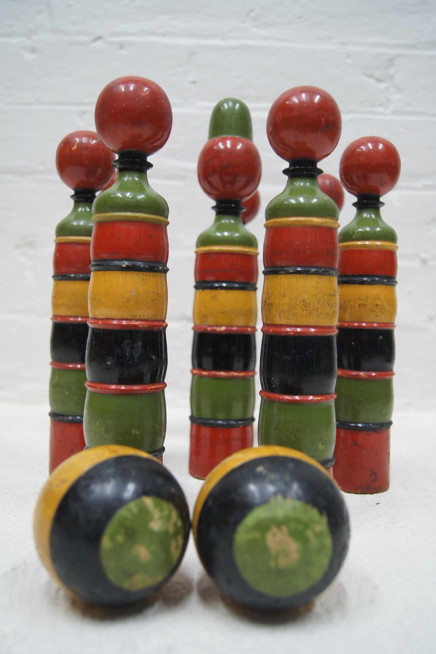 French Vintage Wooden Skittles Set