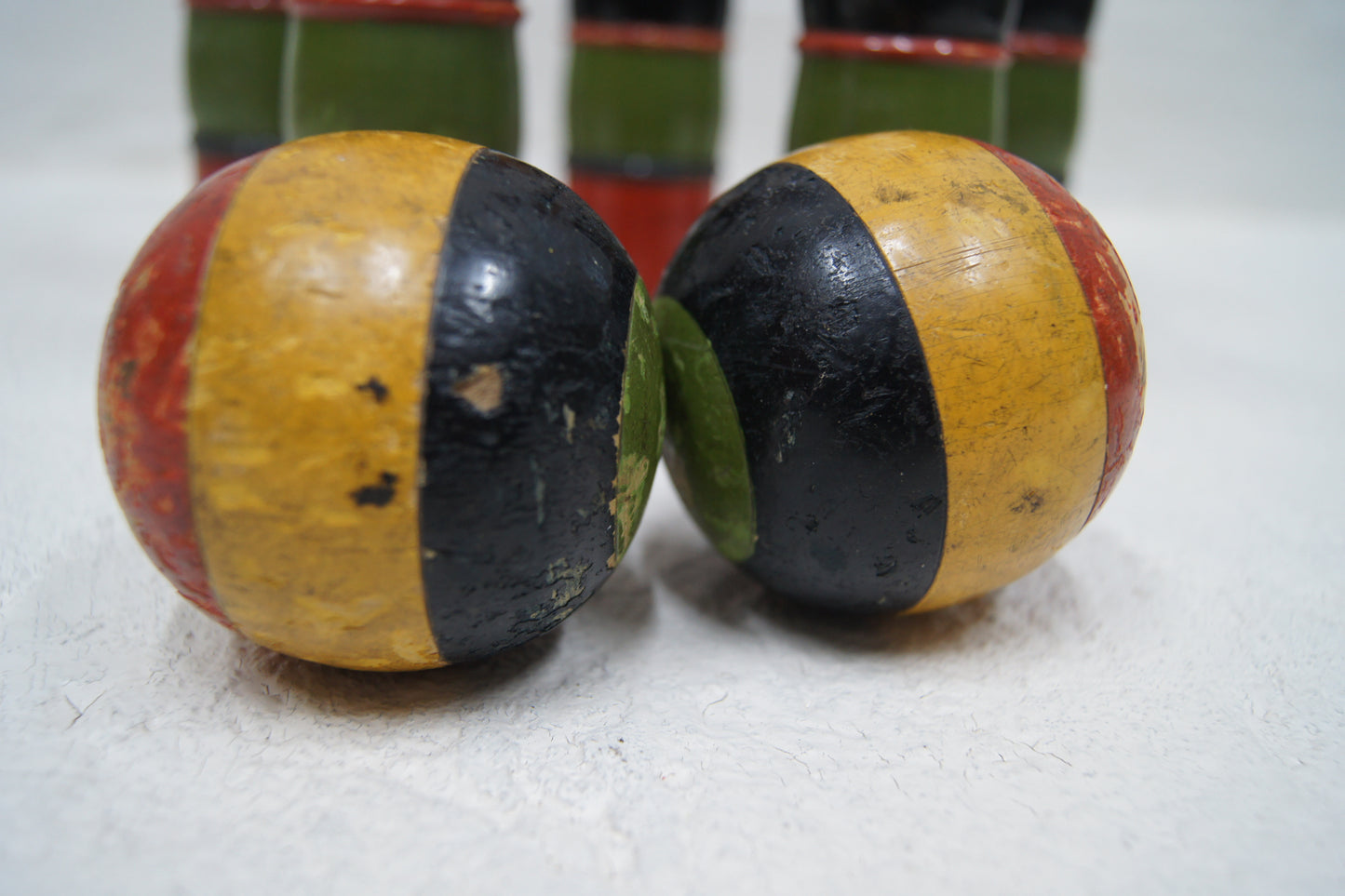 French Vintage Wooden Skittles Set