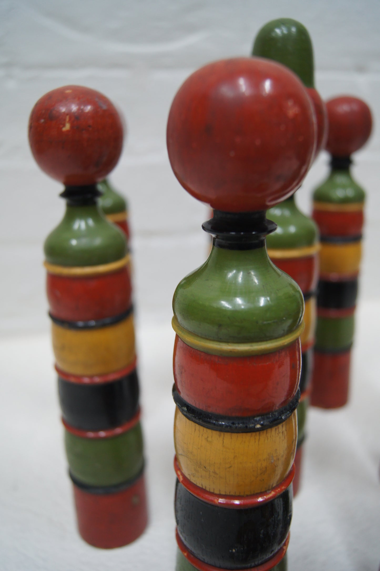 French Vintage Wooden Skittles Set