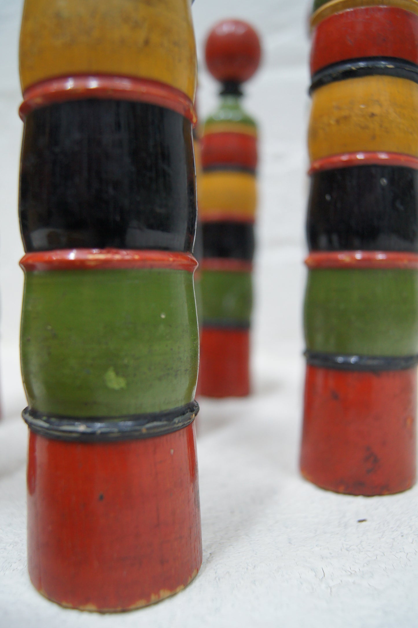 French Vintage Wooden Skittles Set
