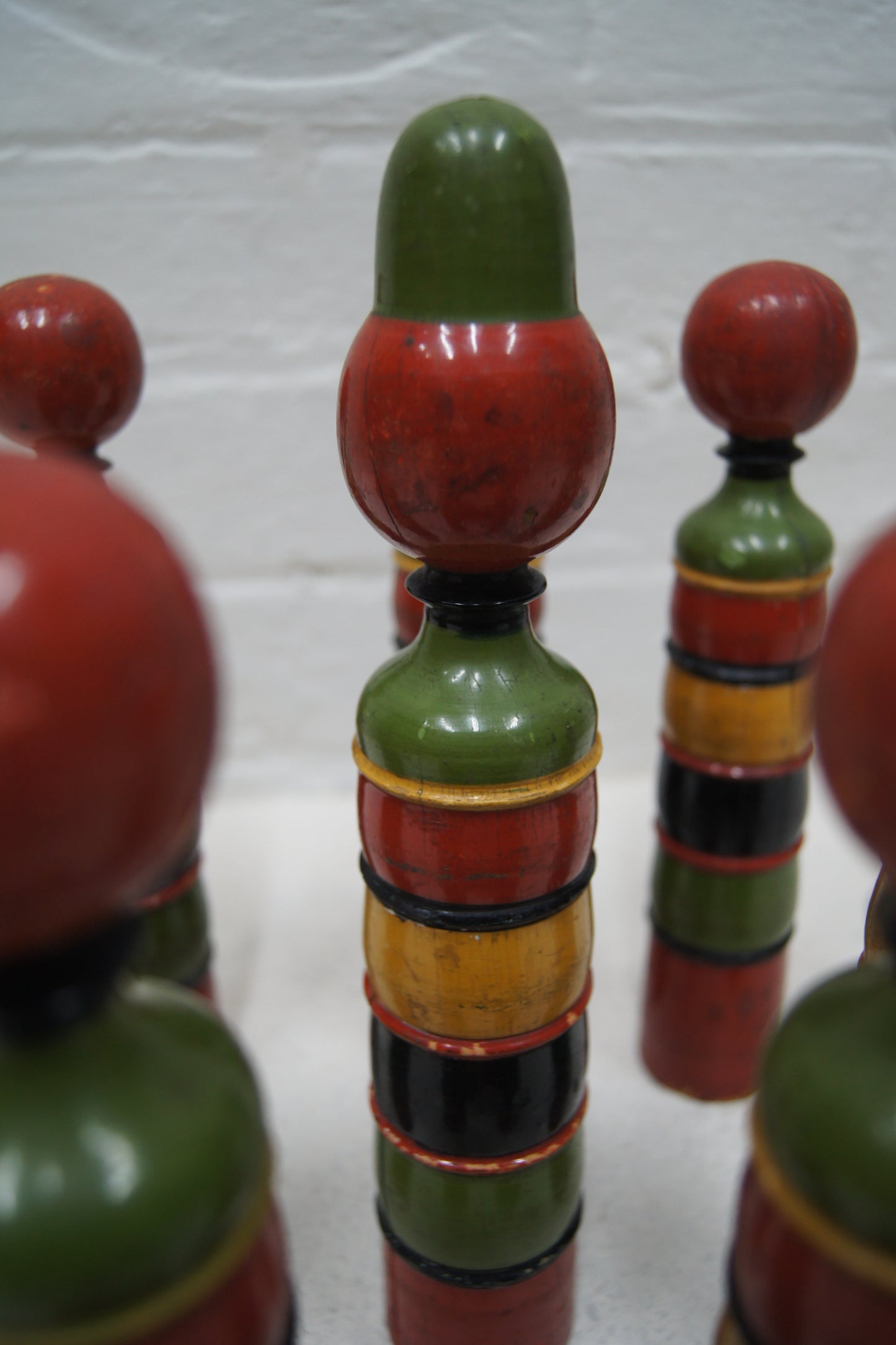 French Vintage Wooden Skittles Set