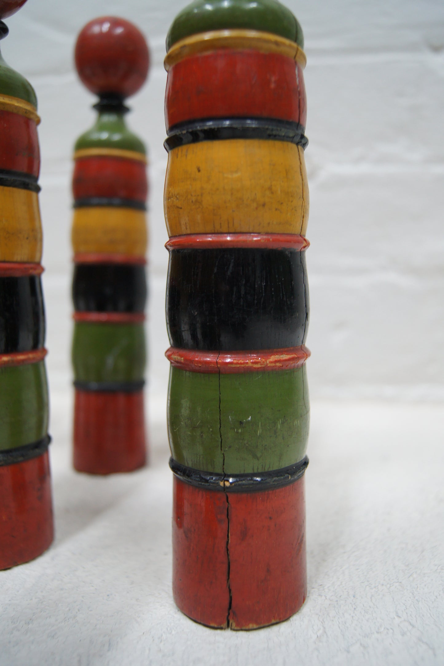 French Vintage Wooden Skittles Set