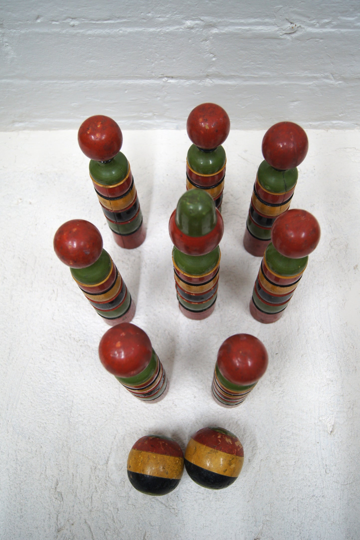 French Vintage Wooden Skittles Set