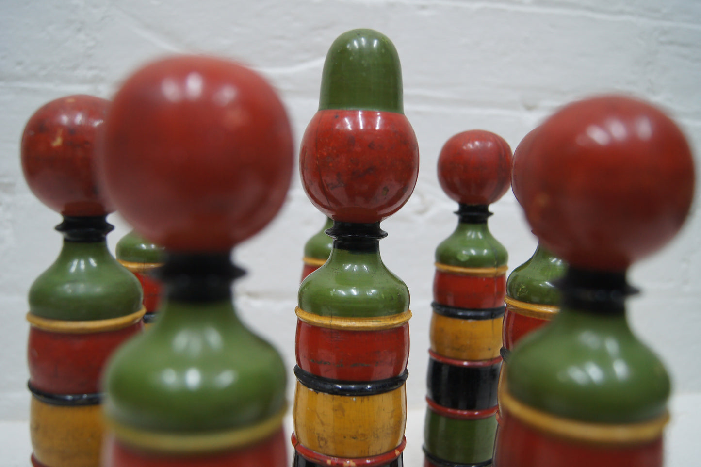 French Vintage Wooden Skittles Set