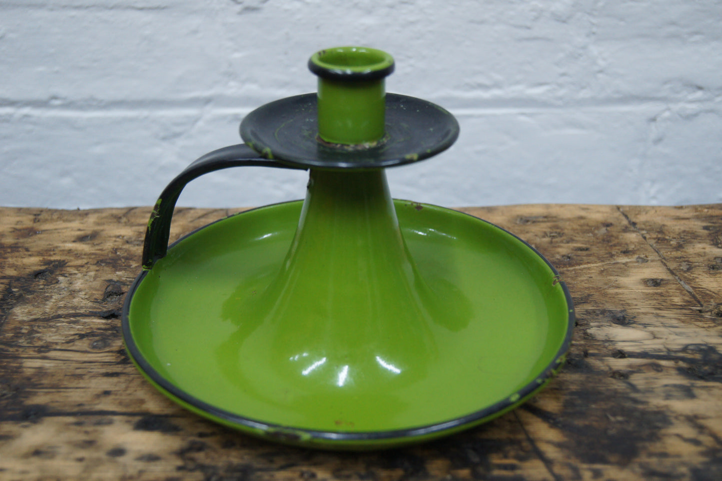 Green Enamelled Chamberstick