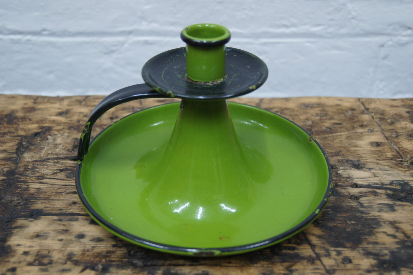Green Enamelled Chamberstick