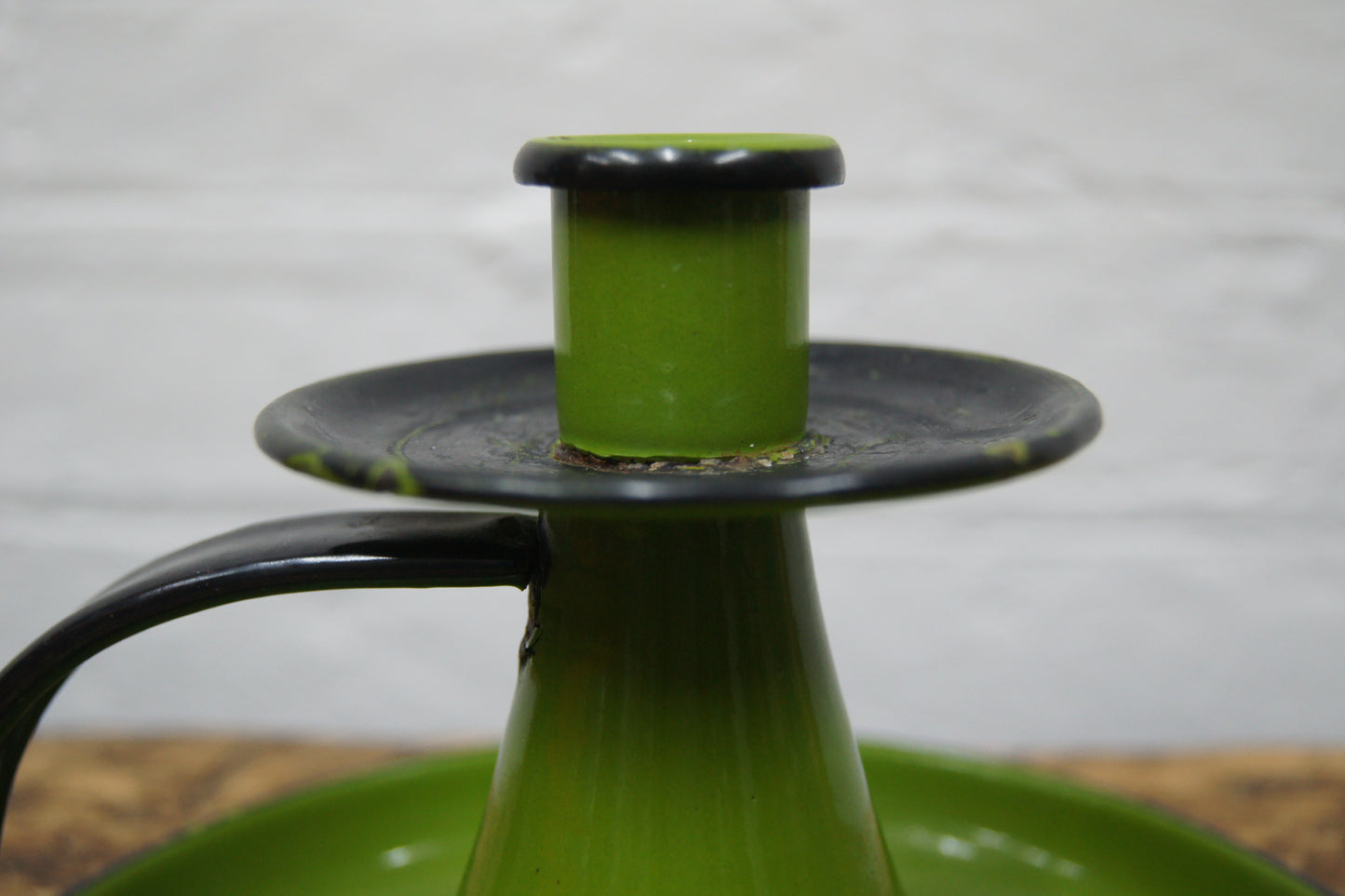 Green Enamelled Chamberstick