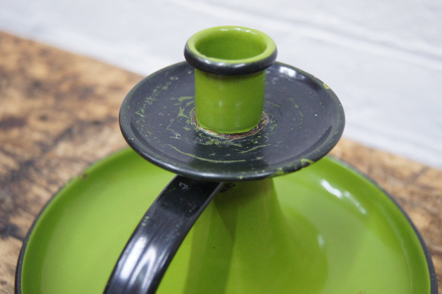 Green Enamelled Chamberstick