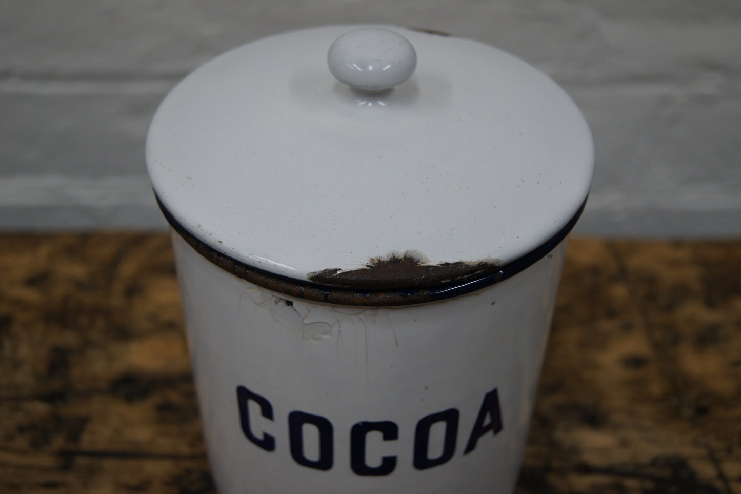 Vintage Cocoa enamelled Kitchen Canister