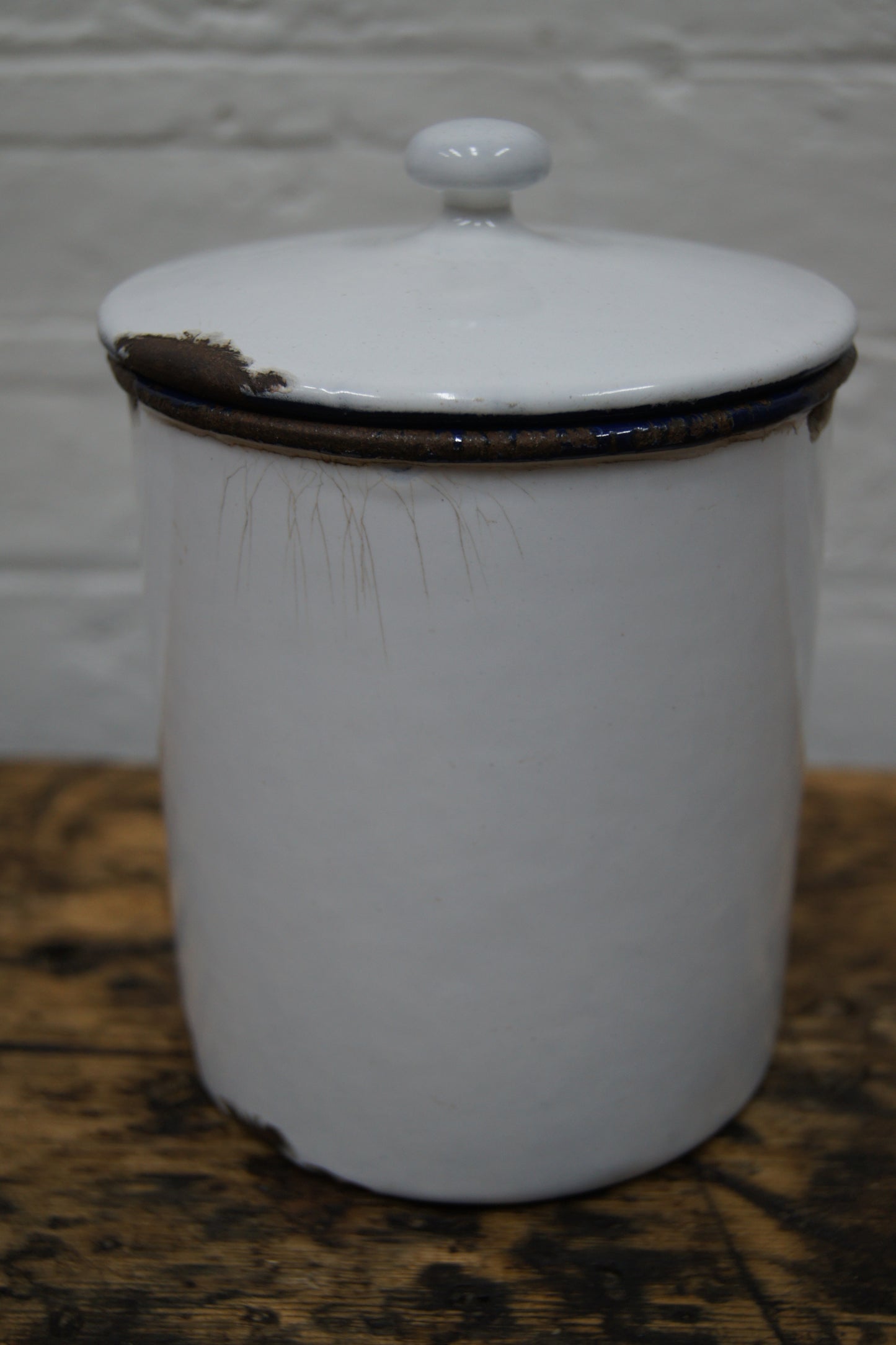 Vintage Cocoa enamelled Kitchen Canister