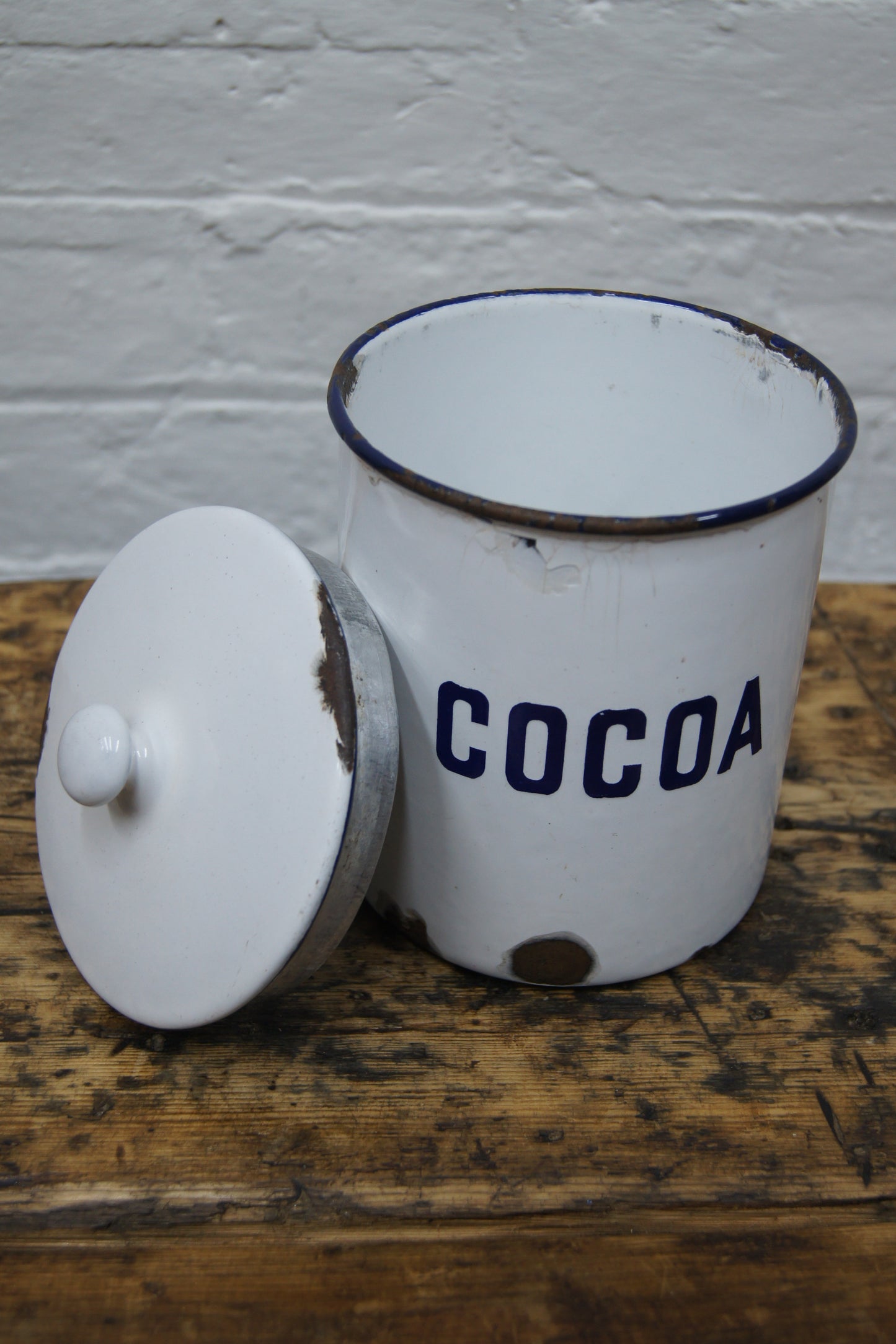Vintage Cocoa enamelled Kitchen Canister