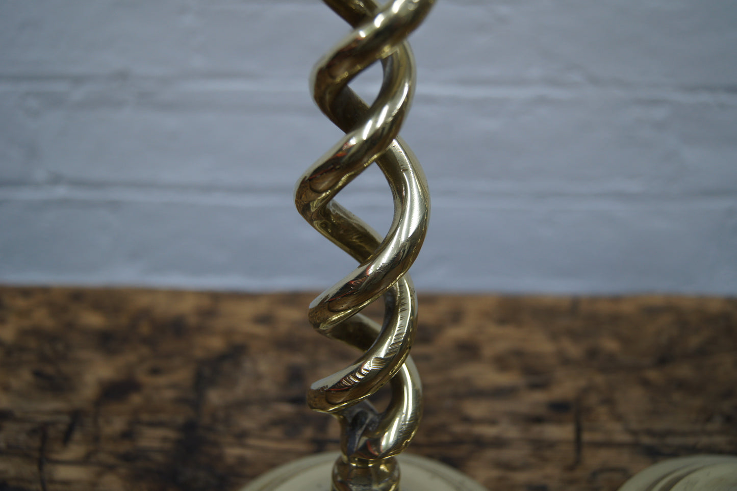 Pair of Victorian Open Barley Twist Brass Candle Sticks