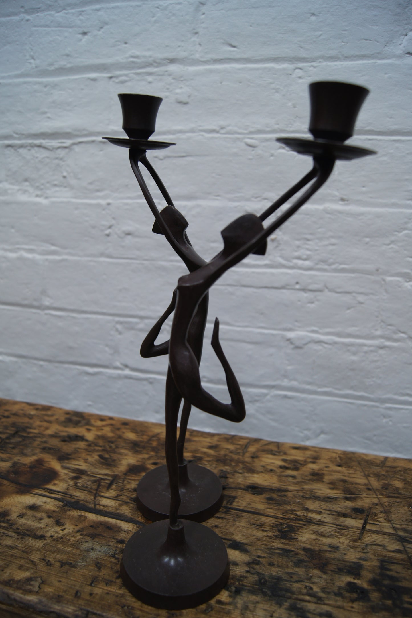 Pair of Metal Stylised Dancers Candlesticks