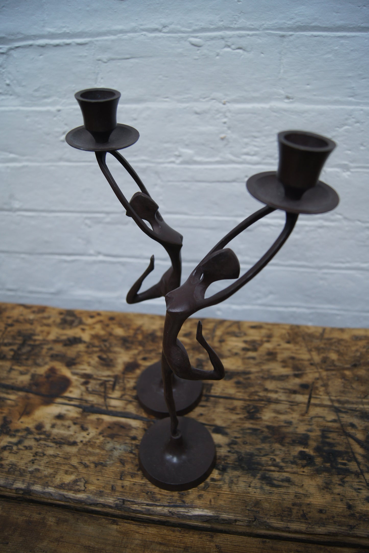 Pair of Metal Stylised Dancers Candlesticks