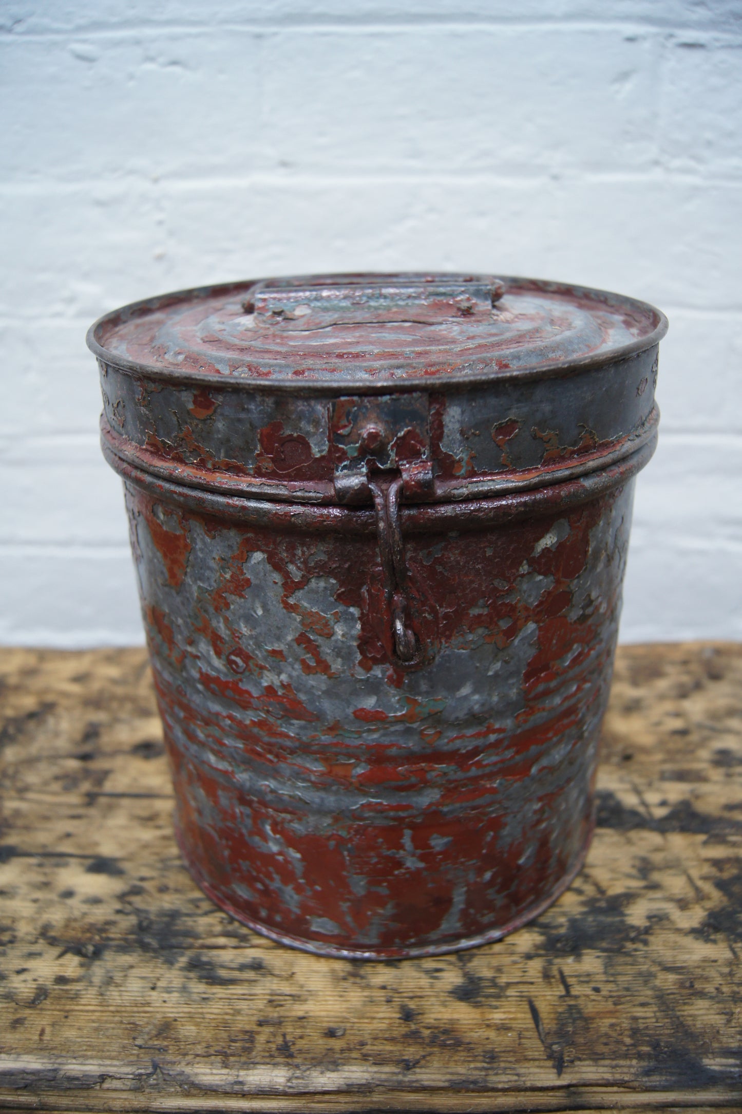 Vintage Metal Container - Red Paint