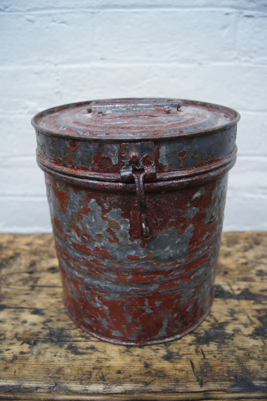 Vintage Metal Container - Red Paint