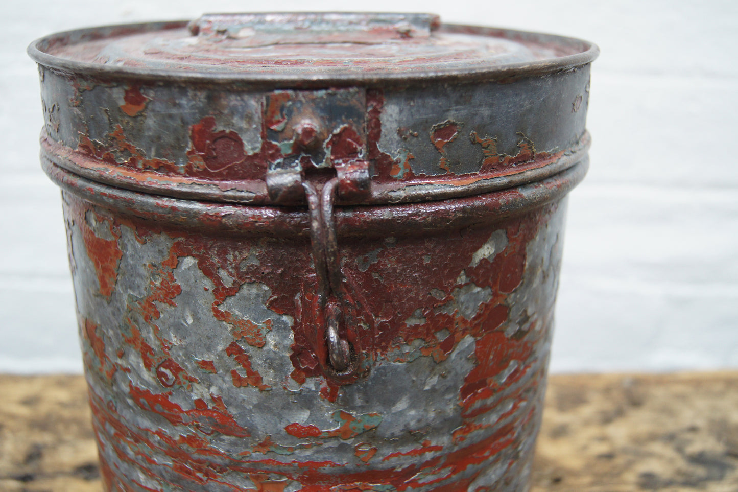 Vintage Metal Container - Red Paint