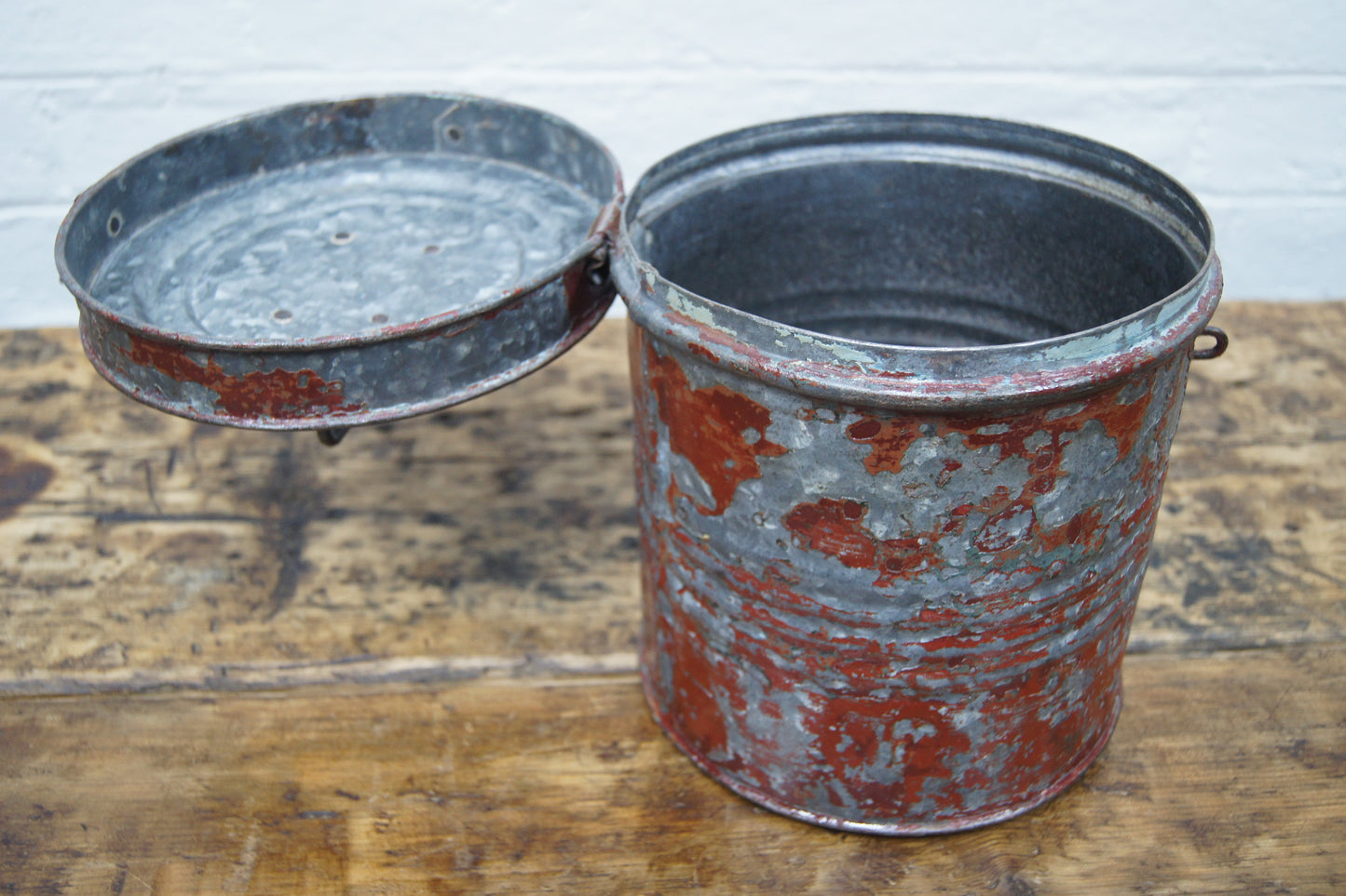 Vintage Metal Container - Red Paint
