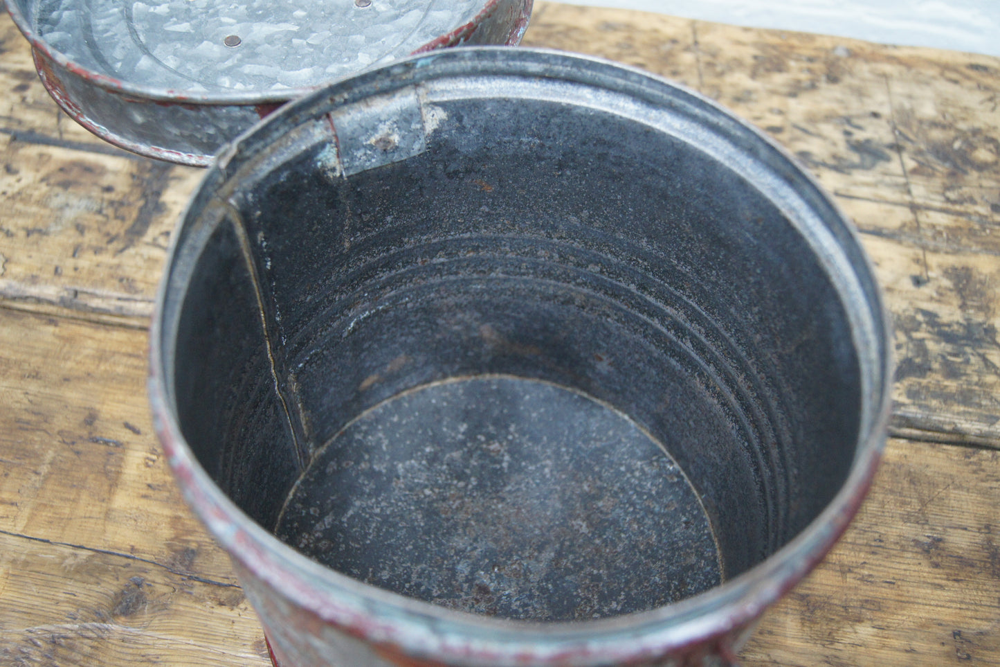 Vintage Metal Container - Red Paint