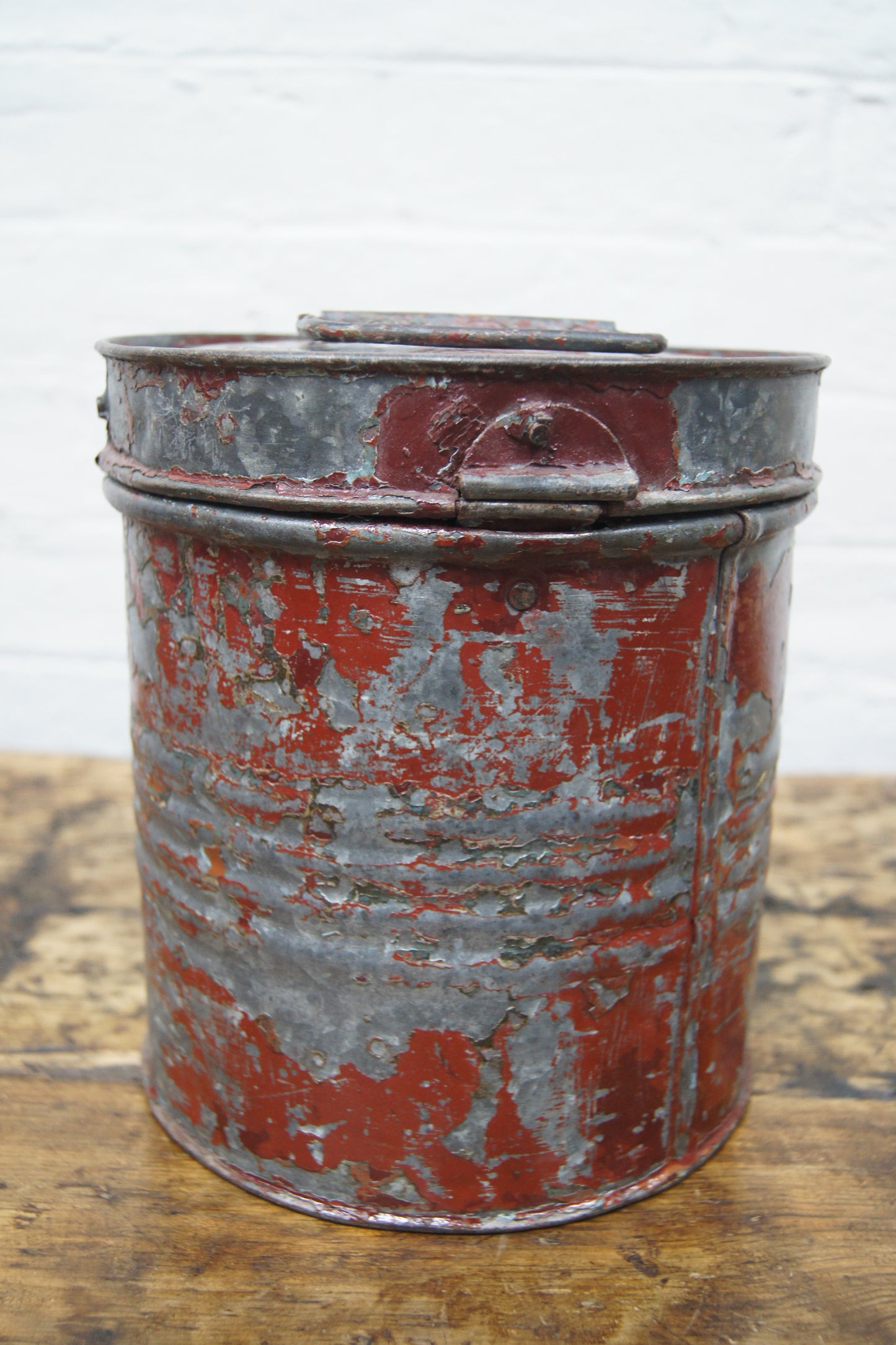 Vintage Metal Container - Red Paint