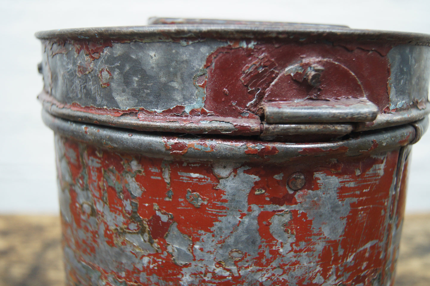 Vintage Metal Container - Red Paint
