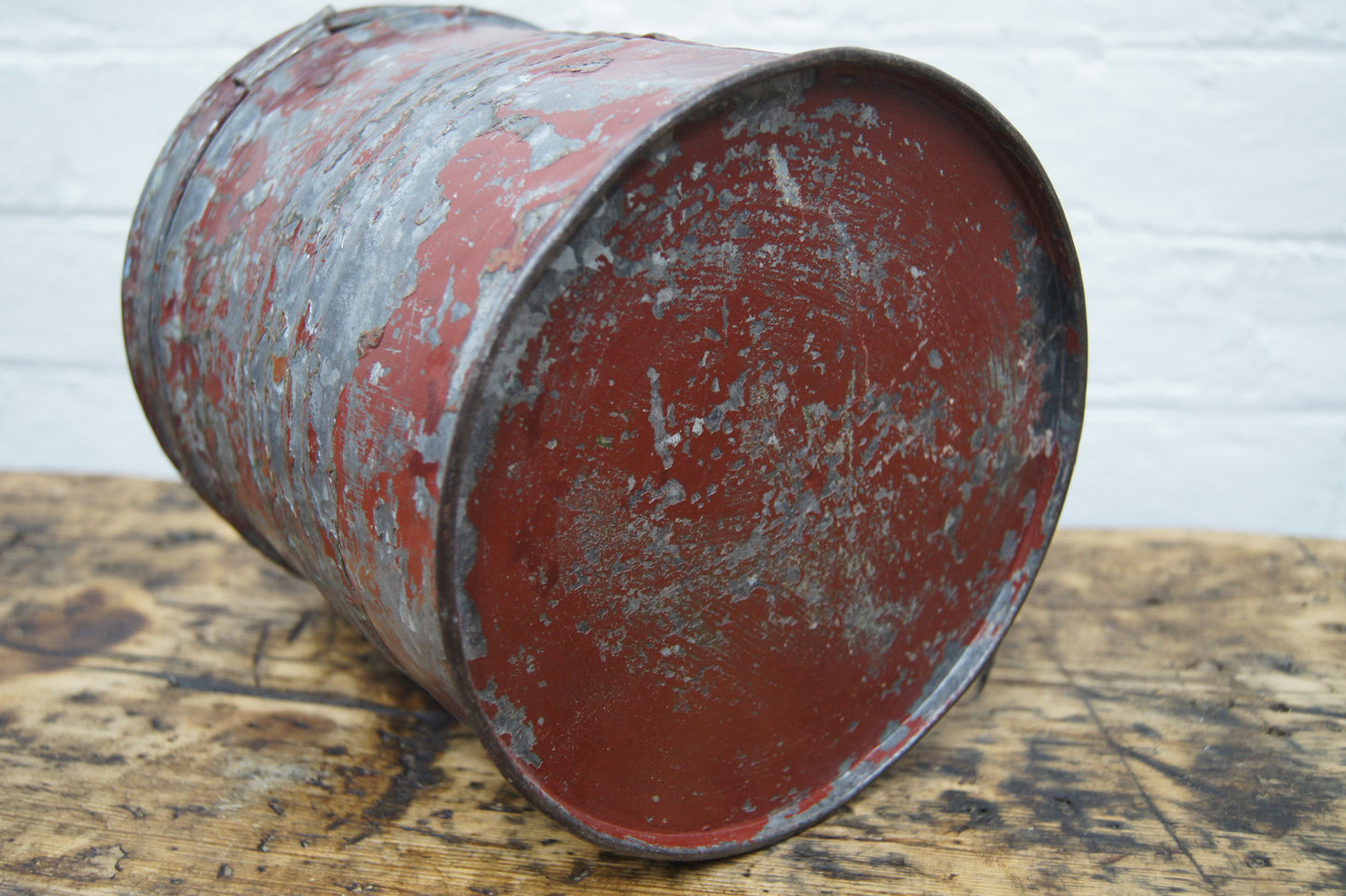 Vintage Metal Container - Red Paint