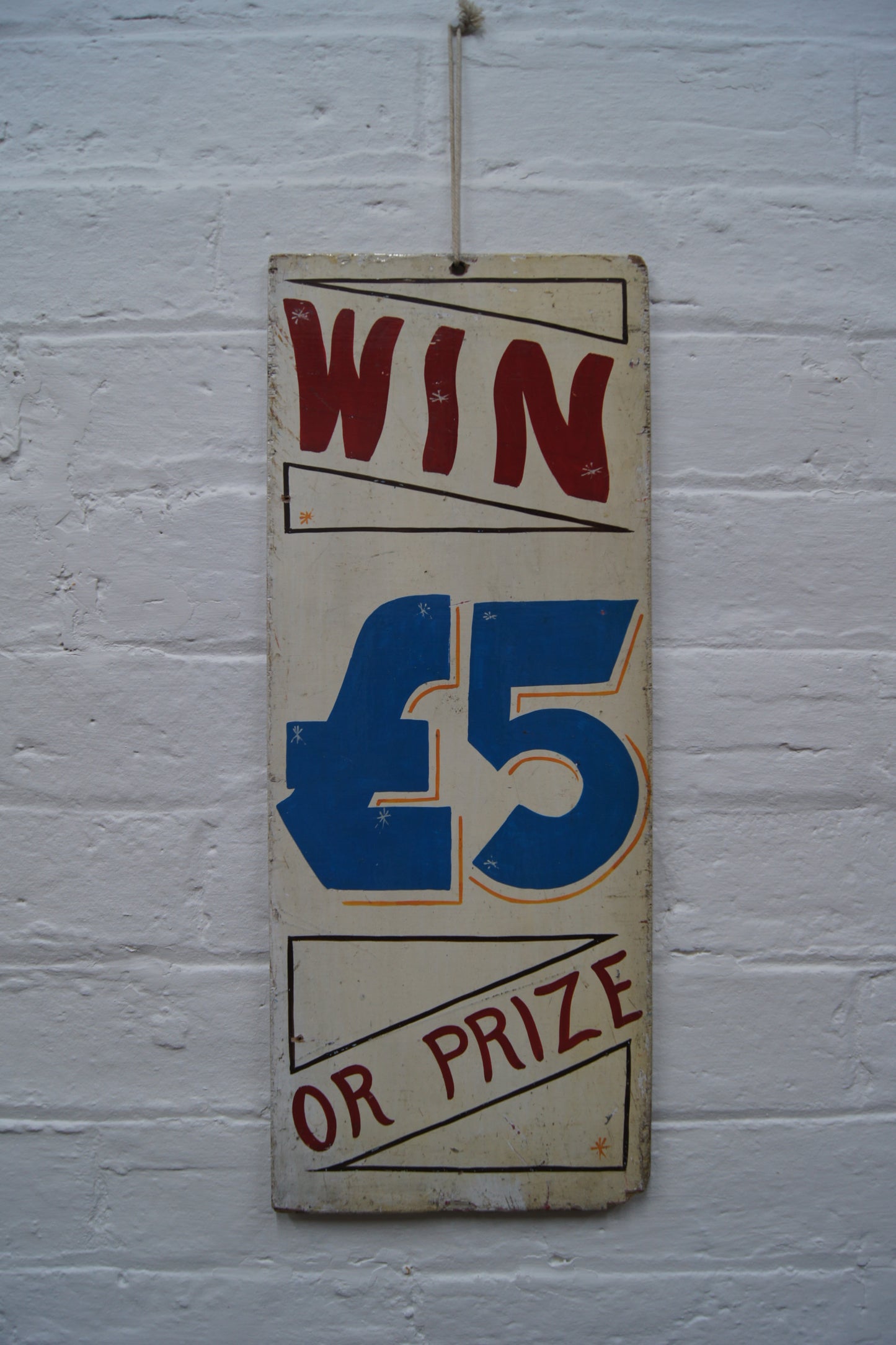 Vintage Hand-Painted Wooden Fairground Sign