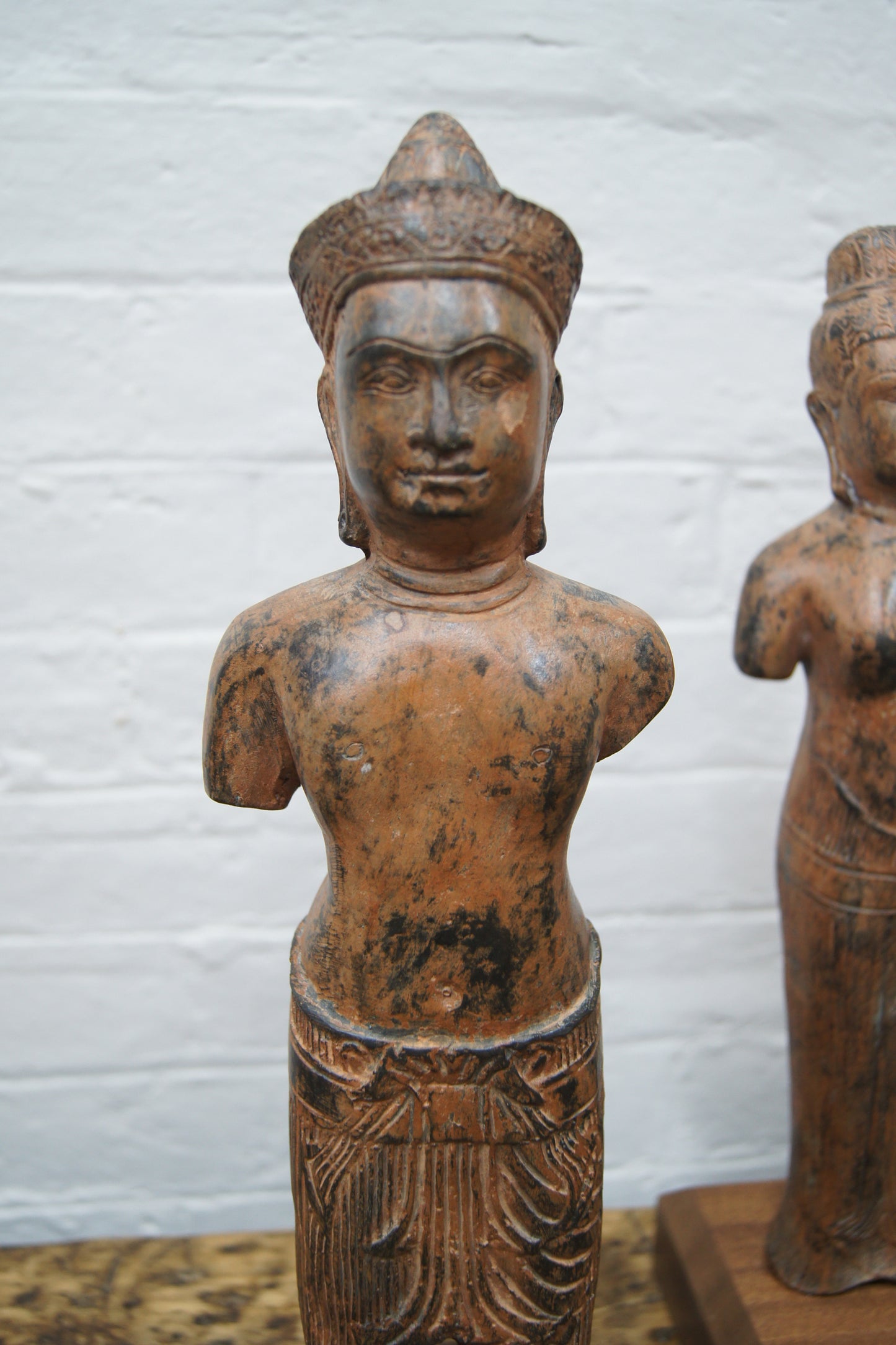 Pair of Bronze Khmer Statues