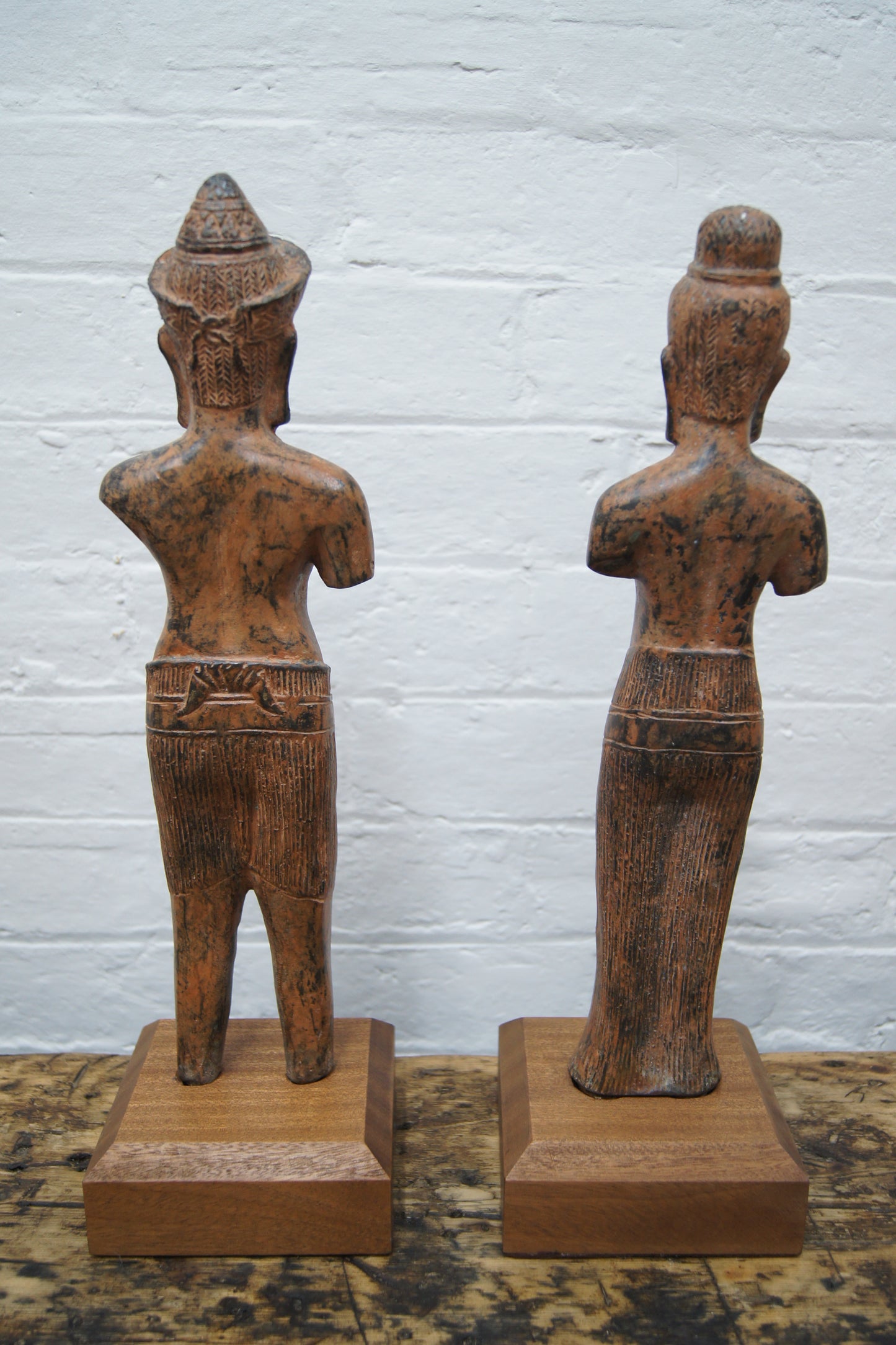 Pair of Bronze Khmer Statues