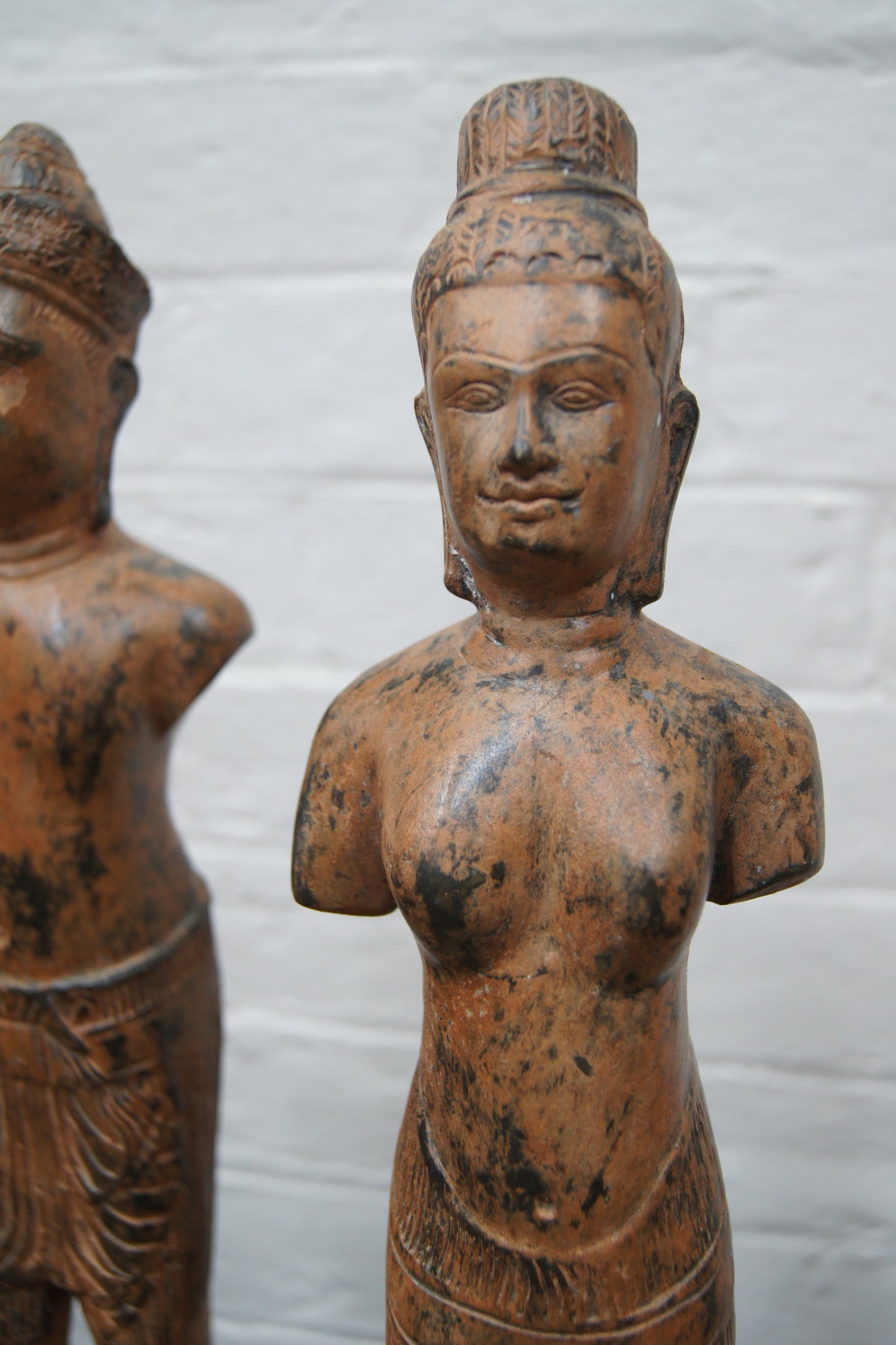 Pair of Bronze Khmer Statues