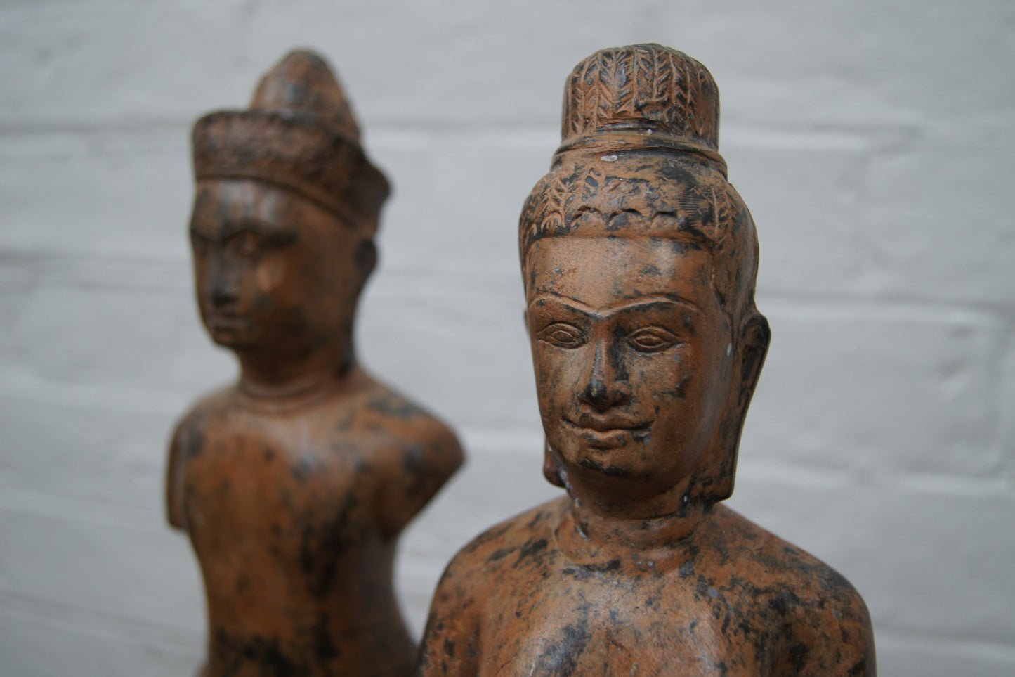 Pair of Bronze Khmer Statues