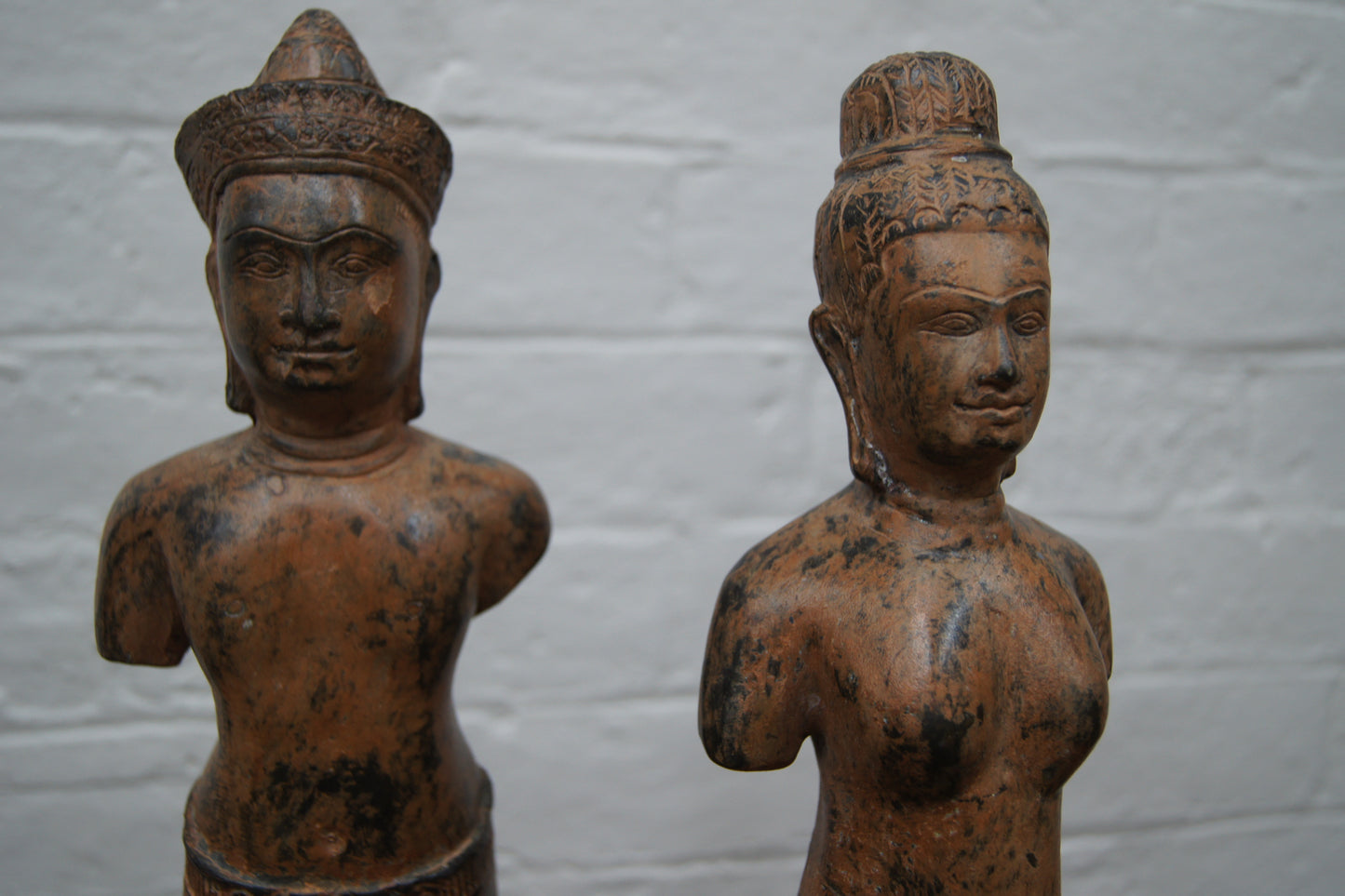 Pair of Bronze Khmer Statues