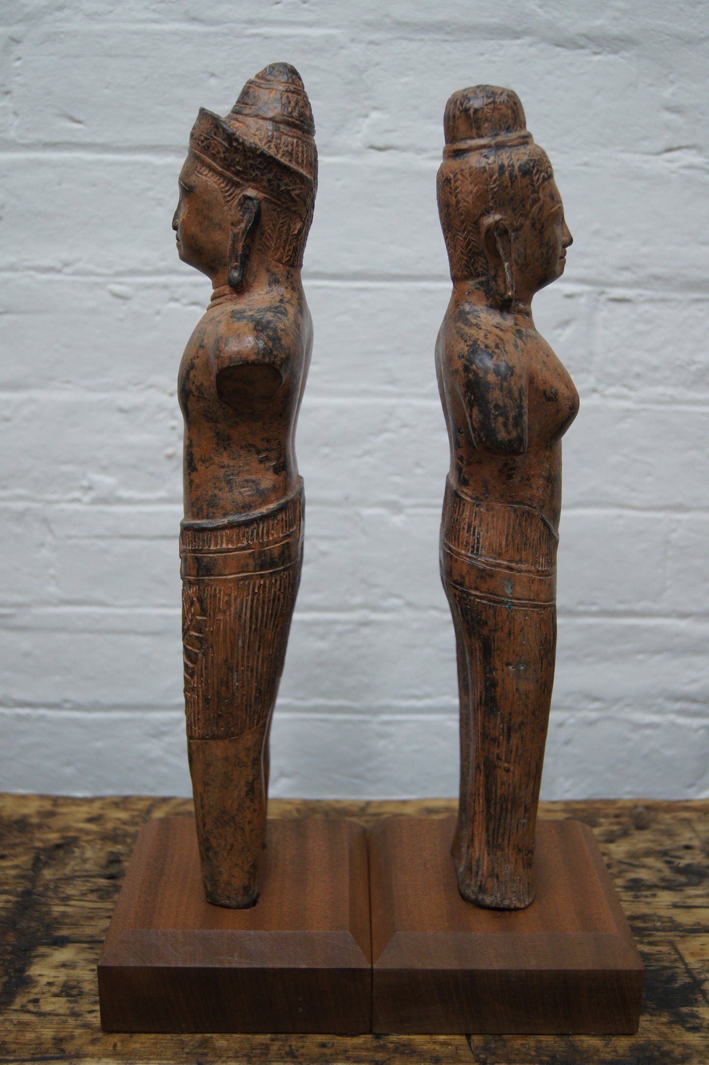 Pair of Bronze Khmer Statues
