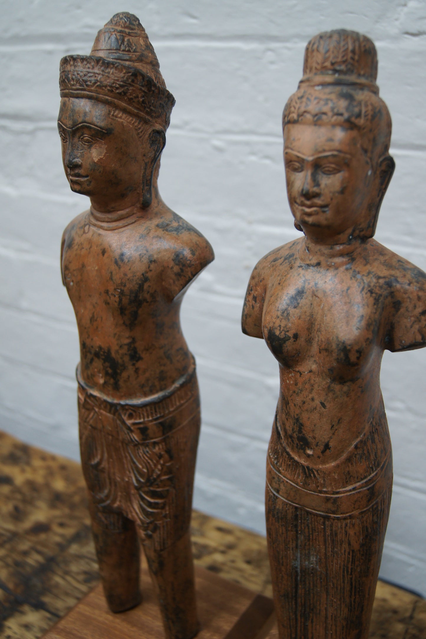 Pair of Bronze Khmer Statues